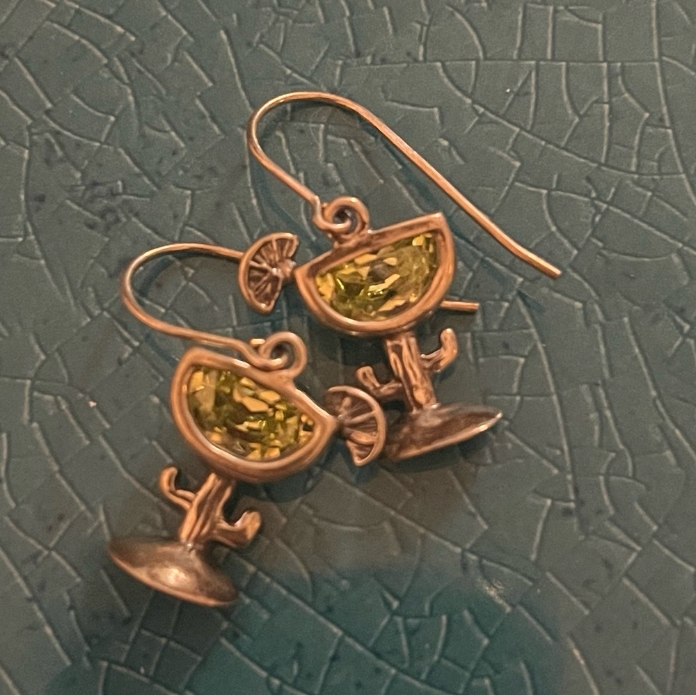 Cactus Drink Earrings green stone